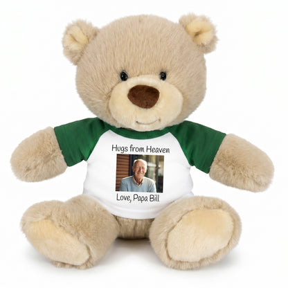 Personalized Memorial Teddy Bear - 10 Inch Tan Nuzzles Bear - Green