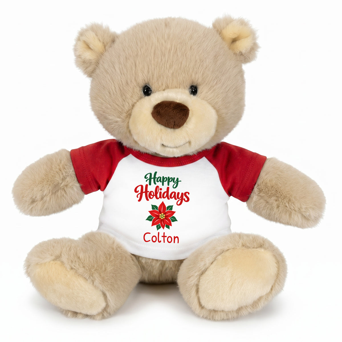 Personalized Christmas Teddy Bear - 10 Inch Tan Nuzzles Bear