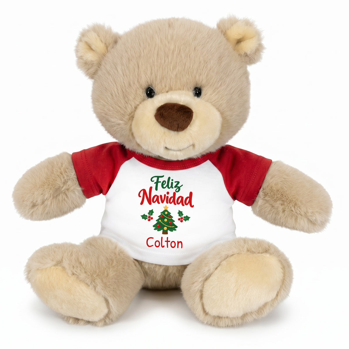 Personalized Christmas Teddy Bear - 10 Inch Tan Nuzzles Bear