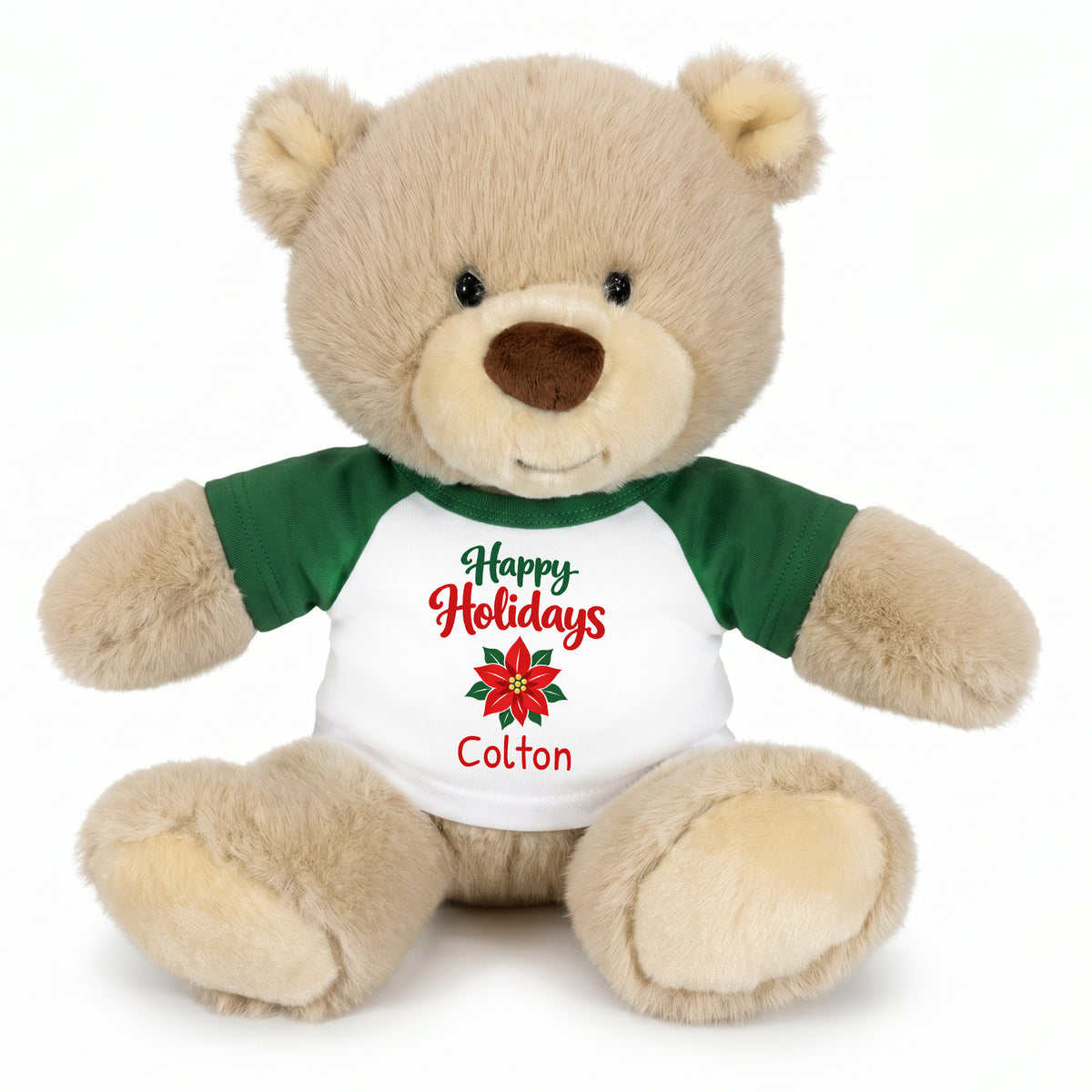 Personalized Christmas Teddy Bear - 10 Inch Tan Nuzzles Bear