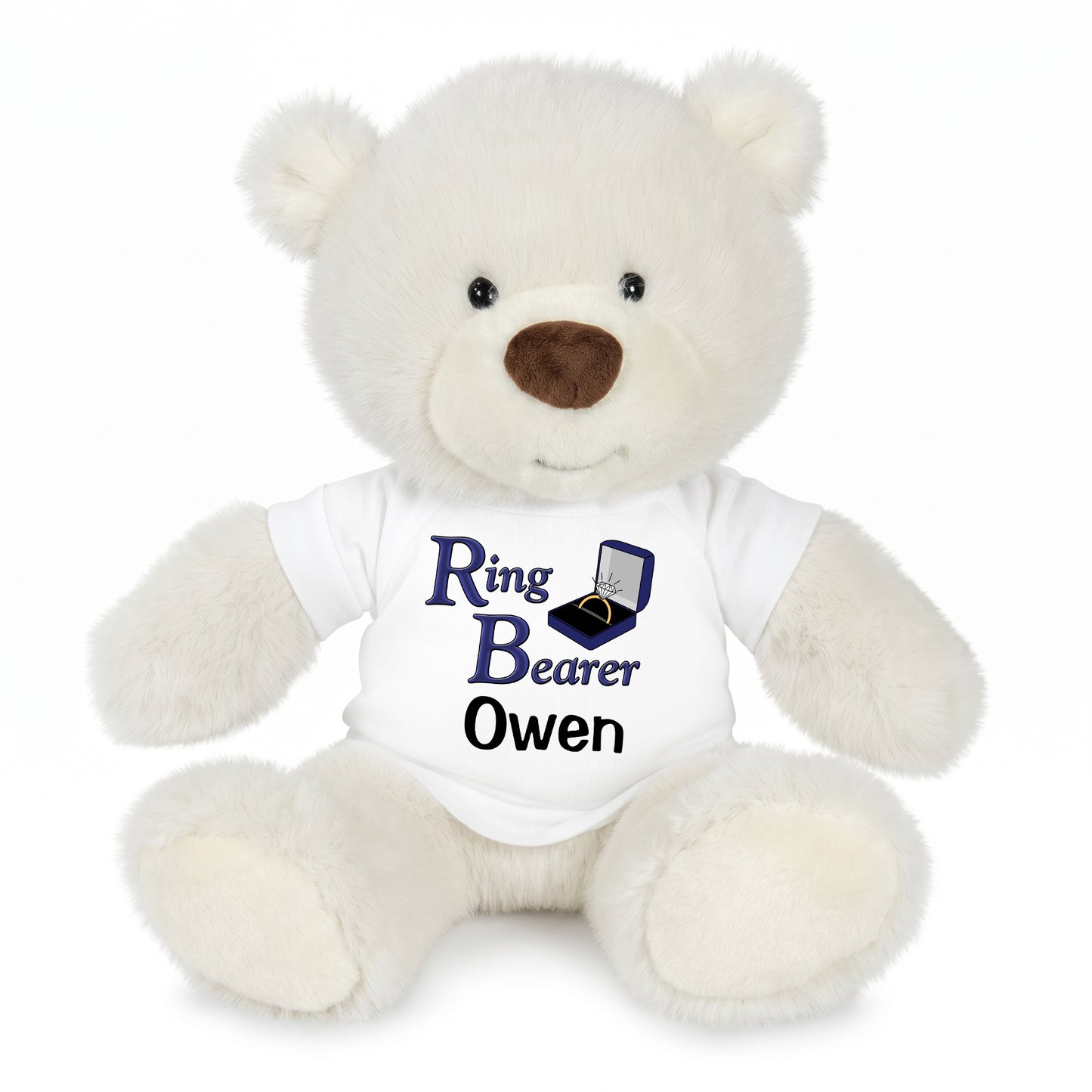 Personalized Ring Bearer Teddy Bear - 10 Inch White Nuzzles Bear