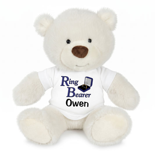 Personalized Ring Bearer Teddy Bear - 10 Inch White Nuzzles Bear