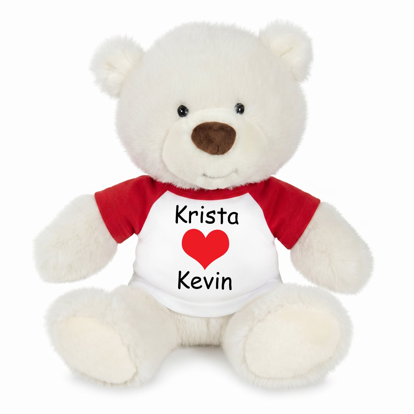Personalized Valentines or Love Teddy Bear - 10 Inch White Nuzzles Bear - Single Heart