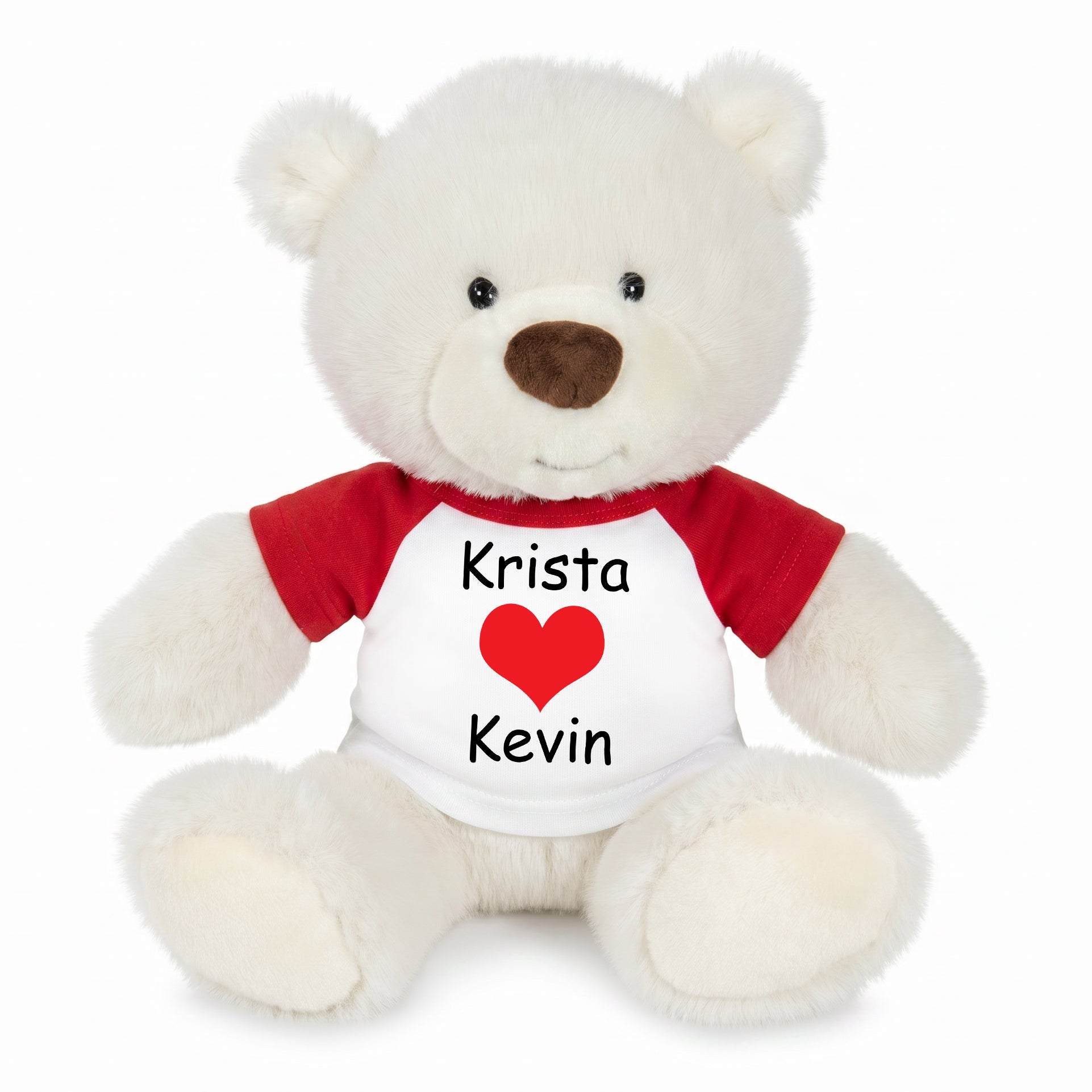 Personalized Valentines or Love Teddy Bear - 10 Inch White Nuzzles Bear - Single Heart