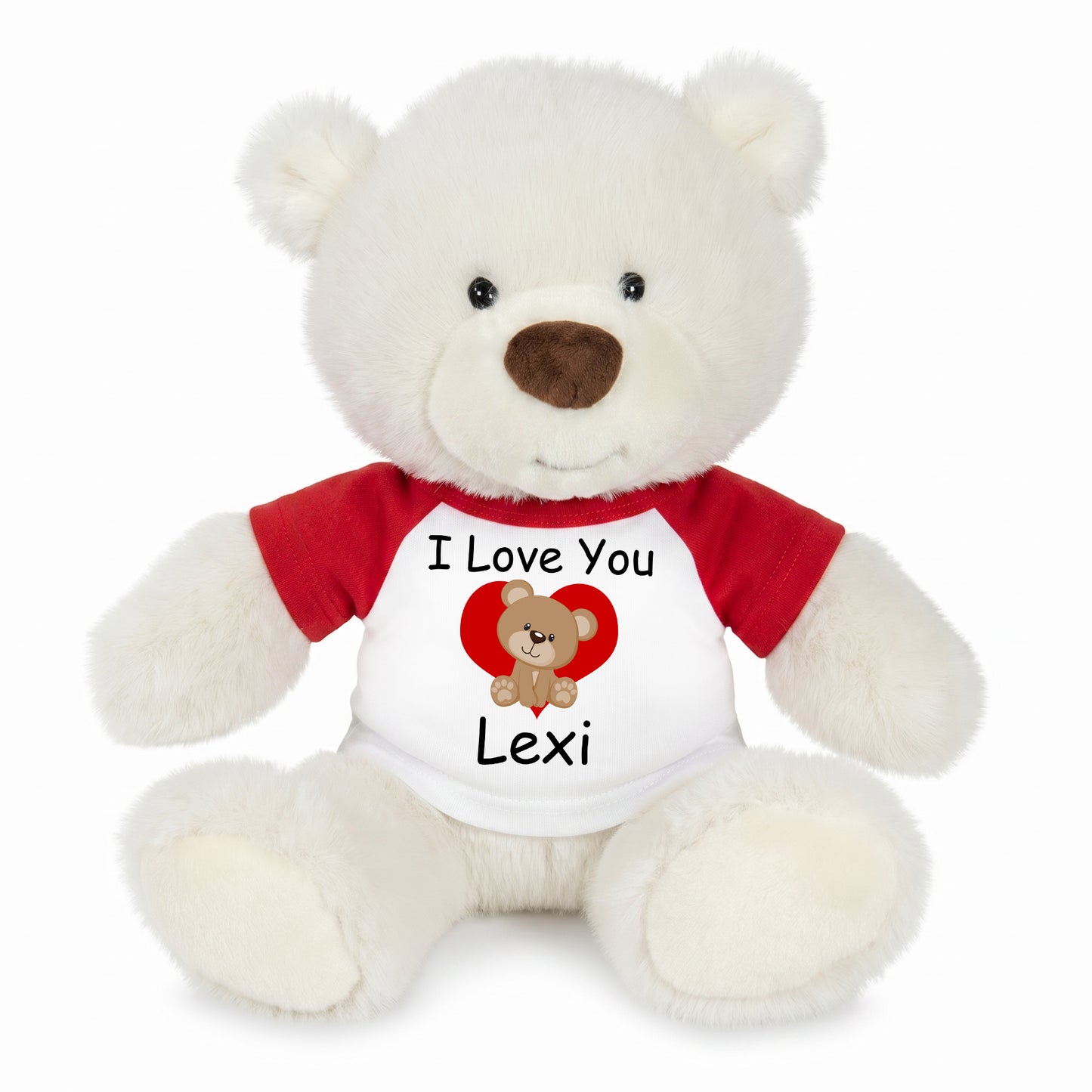 Personalized Valentines or Love Teddy Bear - 10 Inch White Nuzzles Bear - Valentine Bear with Heart Design