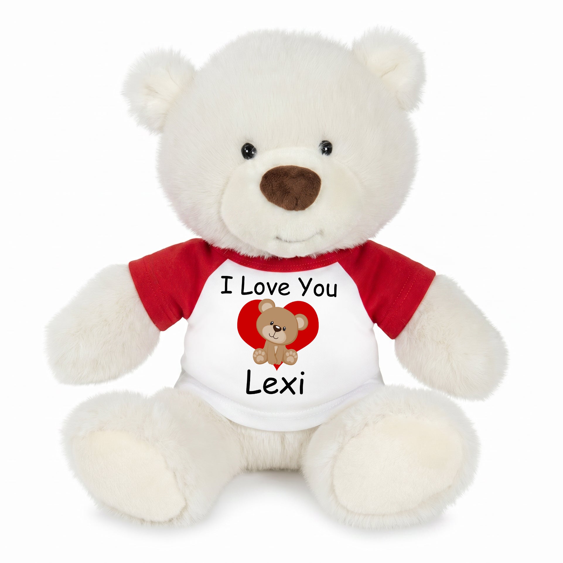 Personalized Valentines or Love Teddy Bear - 10 Inch White Nuzzles Bear - Valentine Bear with Heart Design