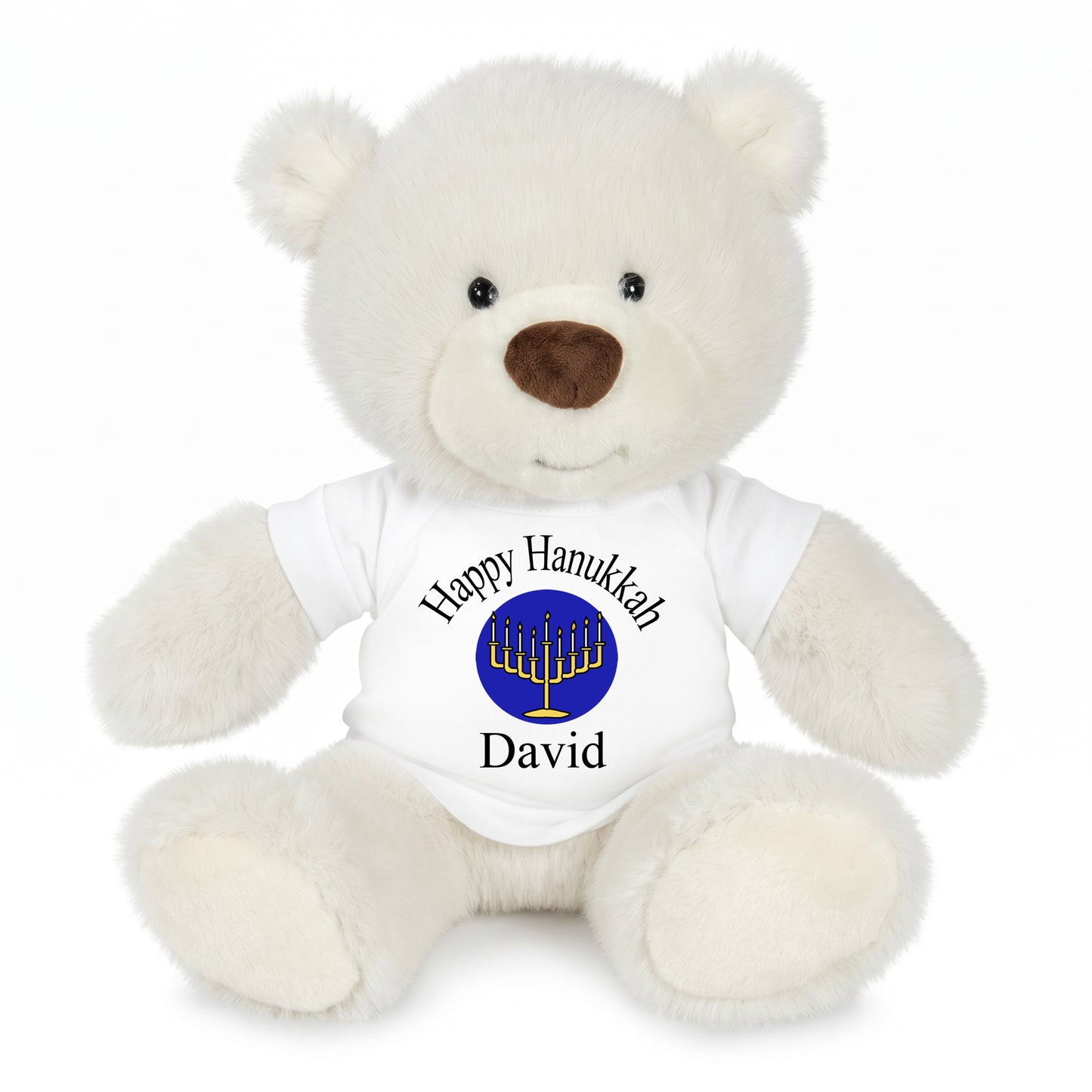 Personalized Hanukkah Teddy Bear - 10 Inch White Nuzzles Bear - white/Royal Blue