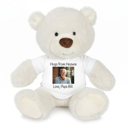 Personalized Memorial Teddy Bear - 10 Inch White Nuzzles Bear - White Shirt