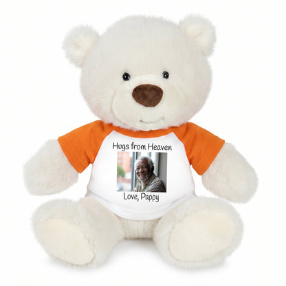 Personalized Memorial Teddy Bear - 10 Inch White Nuzzles Bear - Orange Shirt