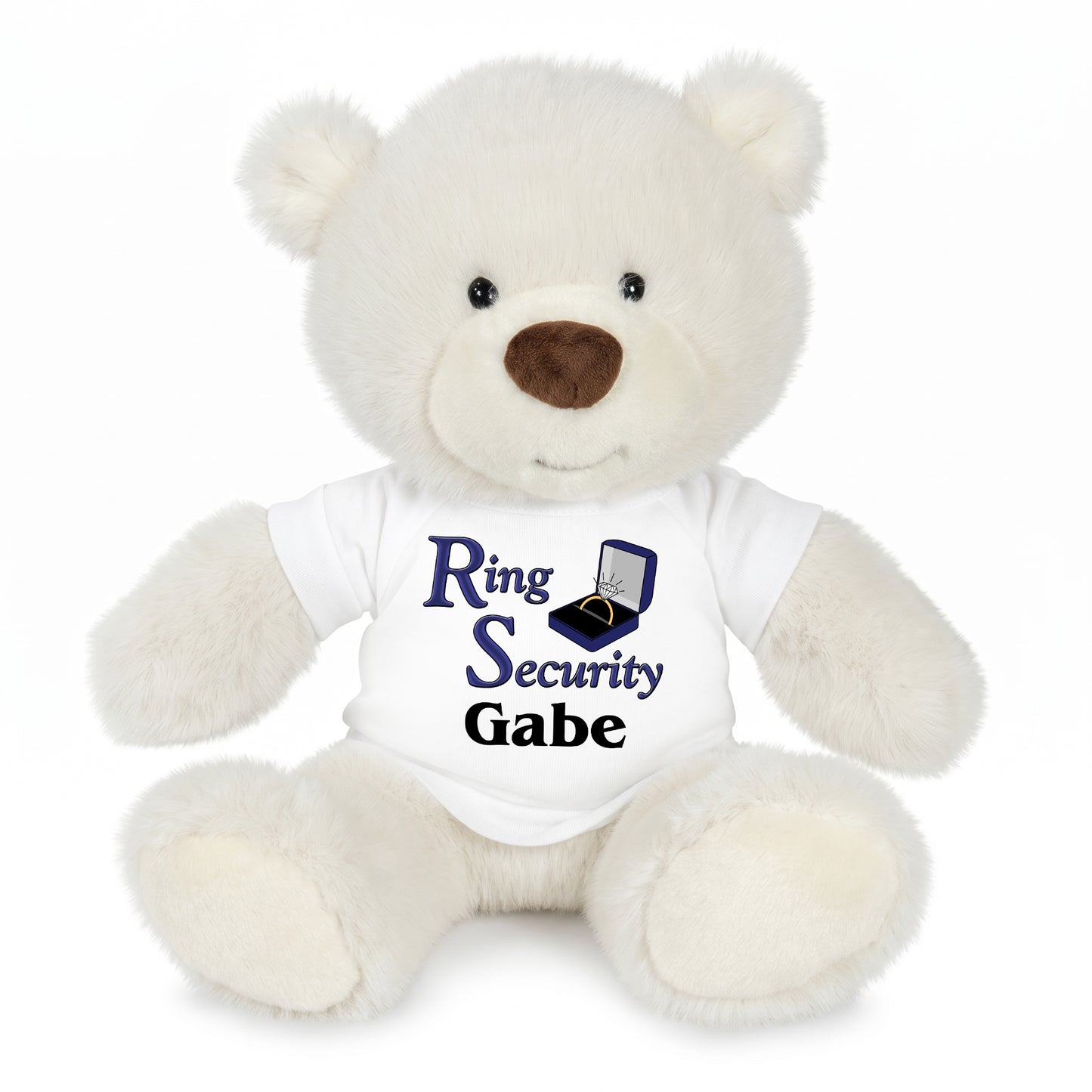 Personalized Ring Security Teddy Bear - 10 Inch White Nuzzles Bear