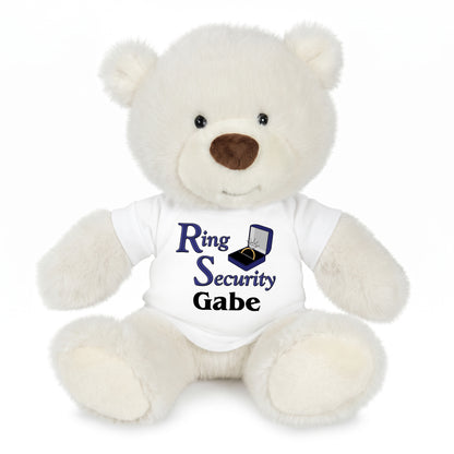 Personalized Ring Security Teddy Bear - 10 Inch White Nuzzles Bear