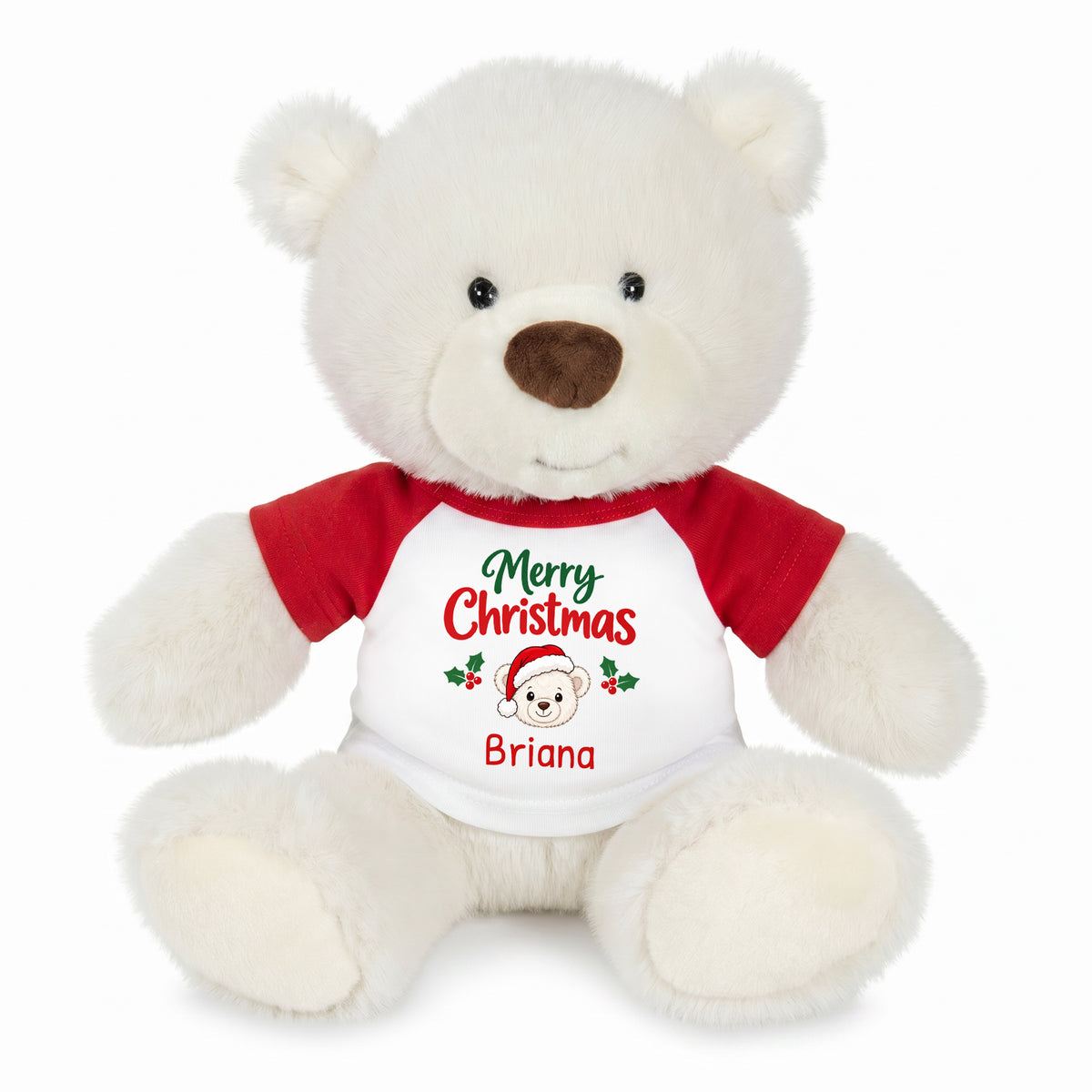 Personalized Christmas Teddy Bear - 10 Inch White Nuzzles Bear