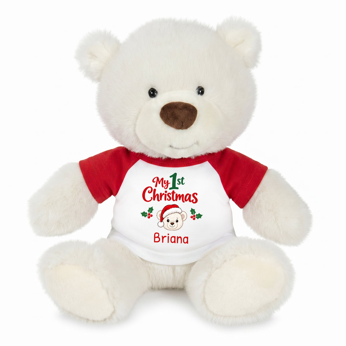 Personalized Christmas Teddy Bear - 10 Inch White Nuzzles Bear