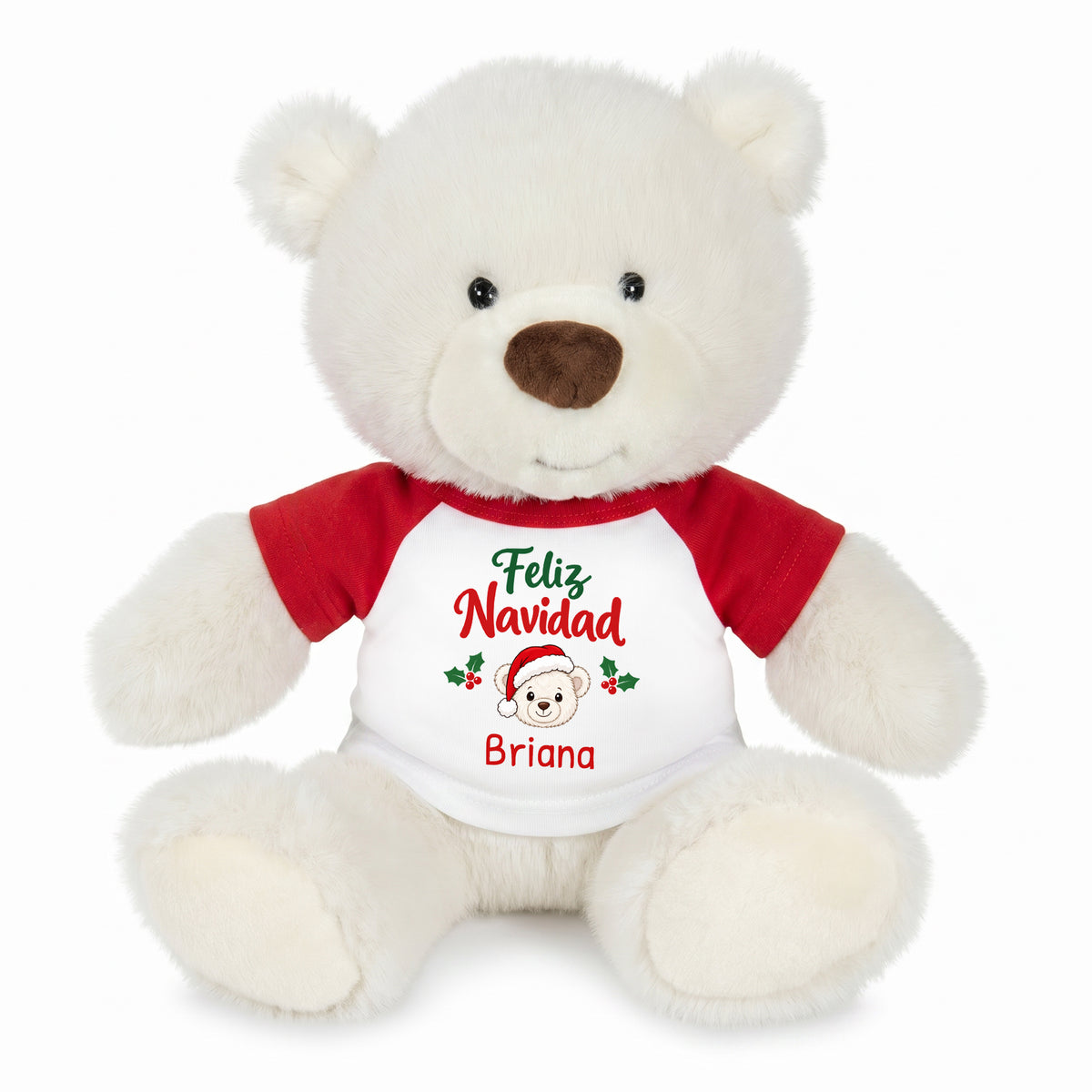 Personalized Christmas Teddy Bear - 10 Inch White Nuzzles Bear