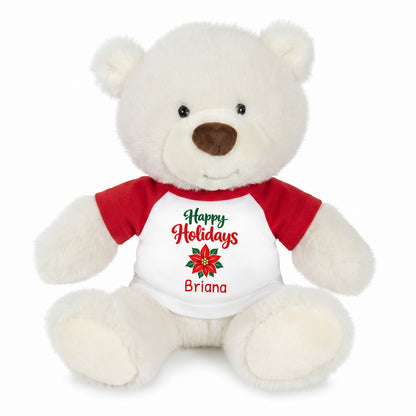 Personalized Christmas Teddy Bear - 10 Inch White Nuzzles Bear