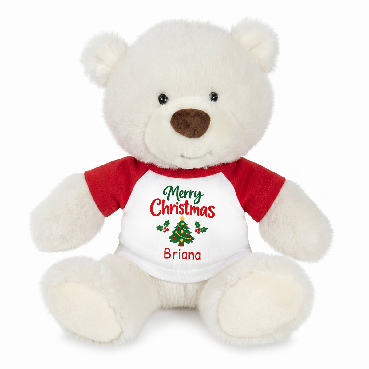 Personalized Christmas Teddy Bear - 10 Inch White Nuzzles Bear