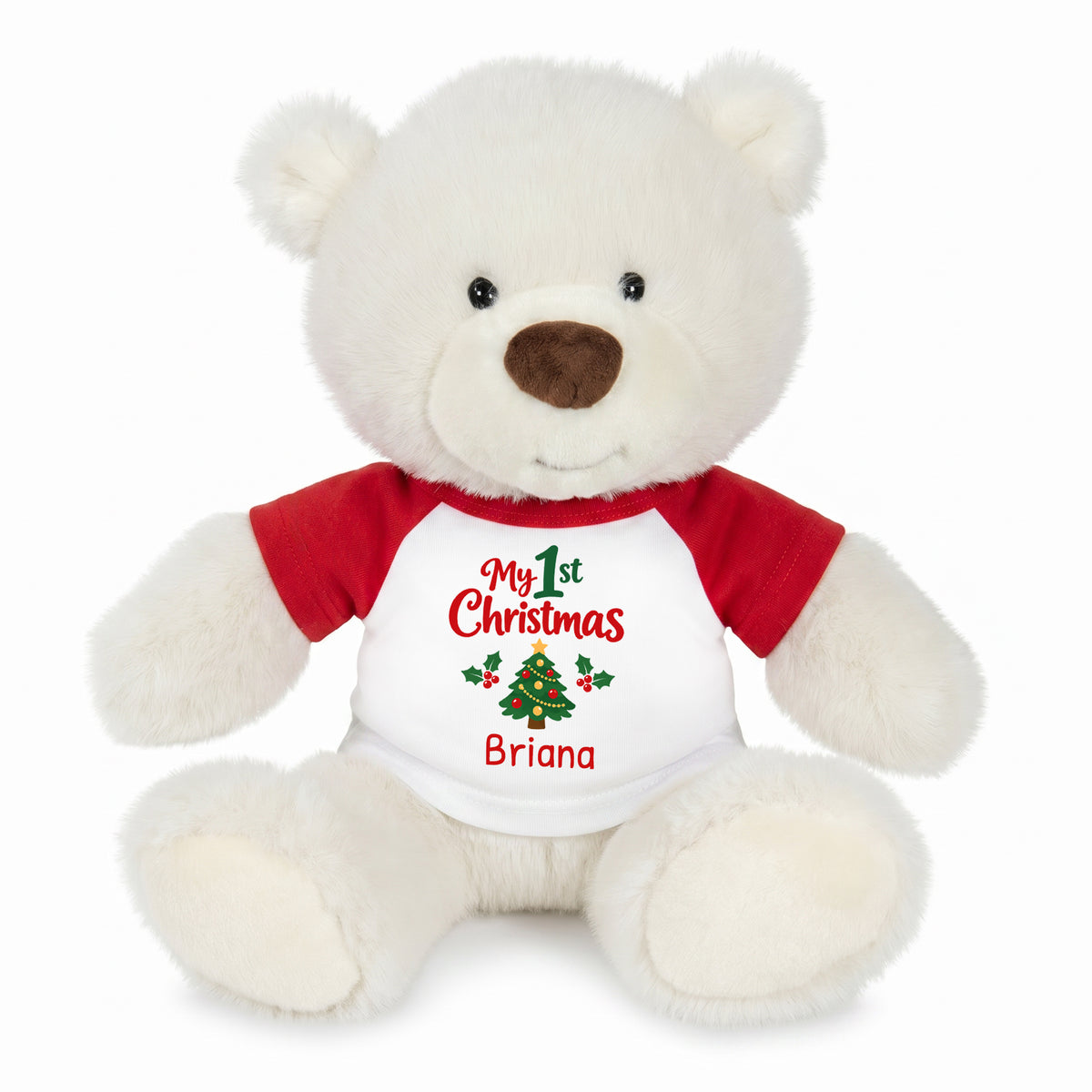 Personalized Christmas Teddy Bear - 10 Inch White Nuzzles Bear