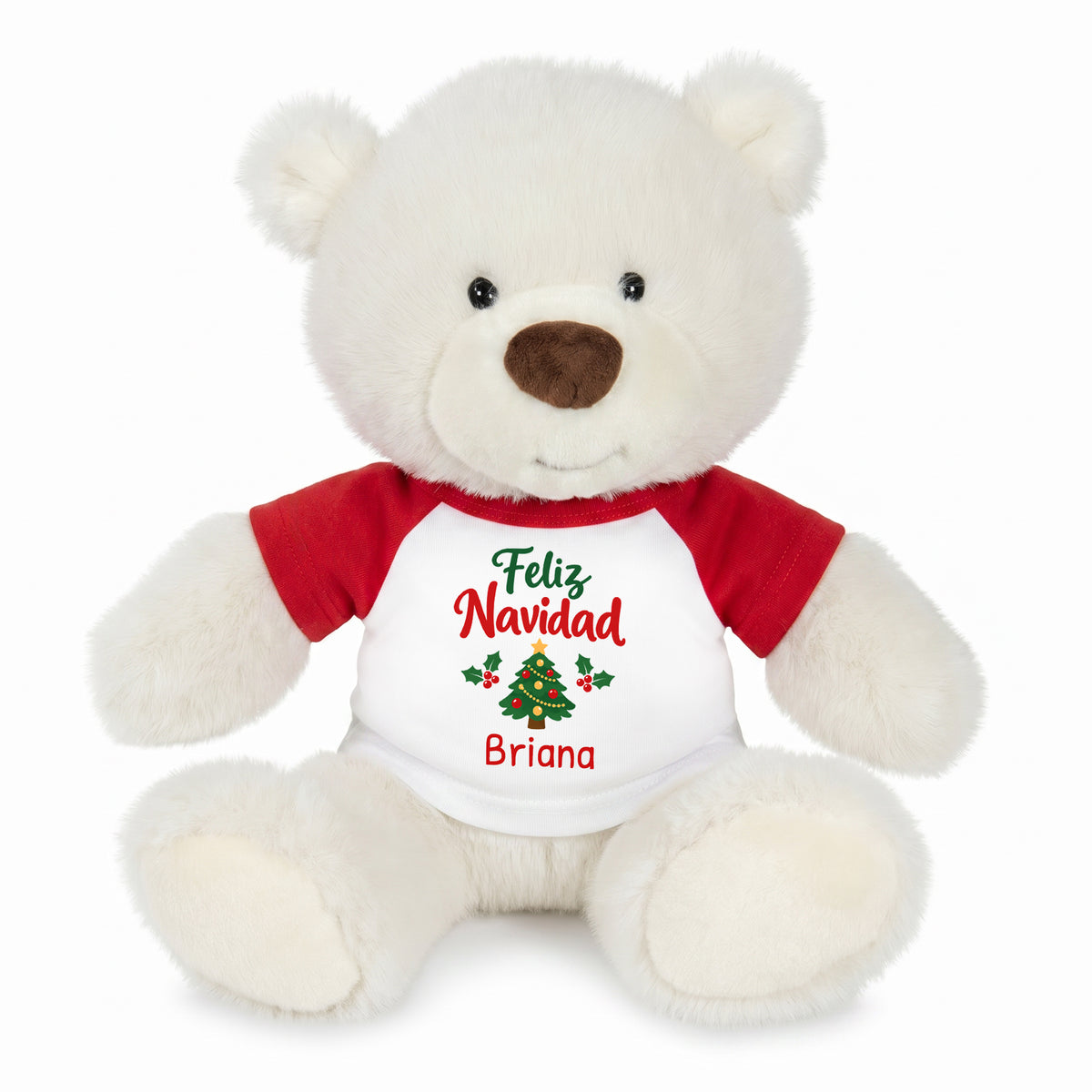 Personalized Christmas Teddy Bear - 10 Inch White Nuzzles Bear