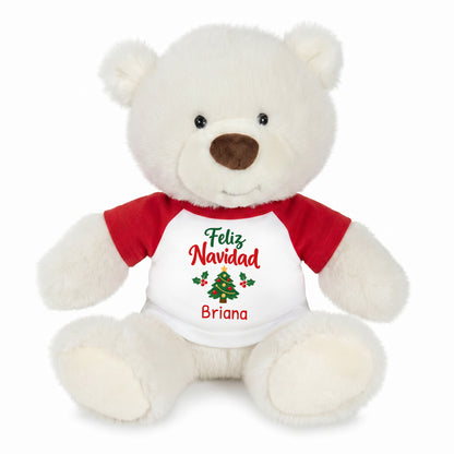 Personalized Christmas Teddy Bear - 10 Inch White Nuzzles Bear