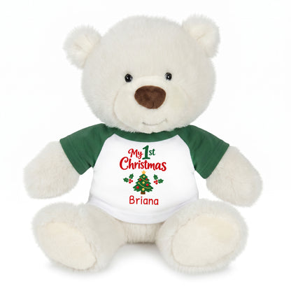 Personalized Christmas Teddy Bear - 10 Inch White Nuzzles Bear