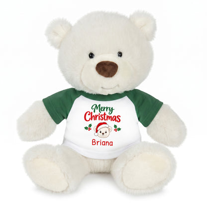 Personalized Christmas Teddy Bear - 10 Inch White Nuzzles Bear