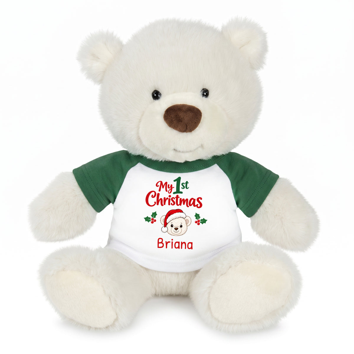 Personalized Christmas Teddy Bear - 10 Inch White Nuzzles Bear