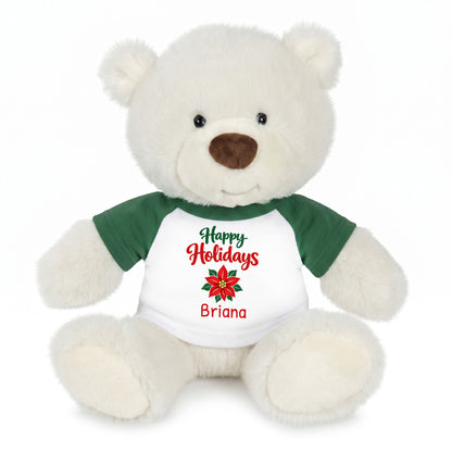 Personalized Christmas Teddy Bear - 10 Inch White Nuzzles Bear
