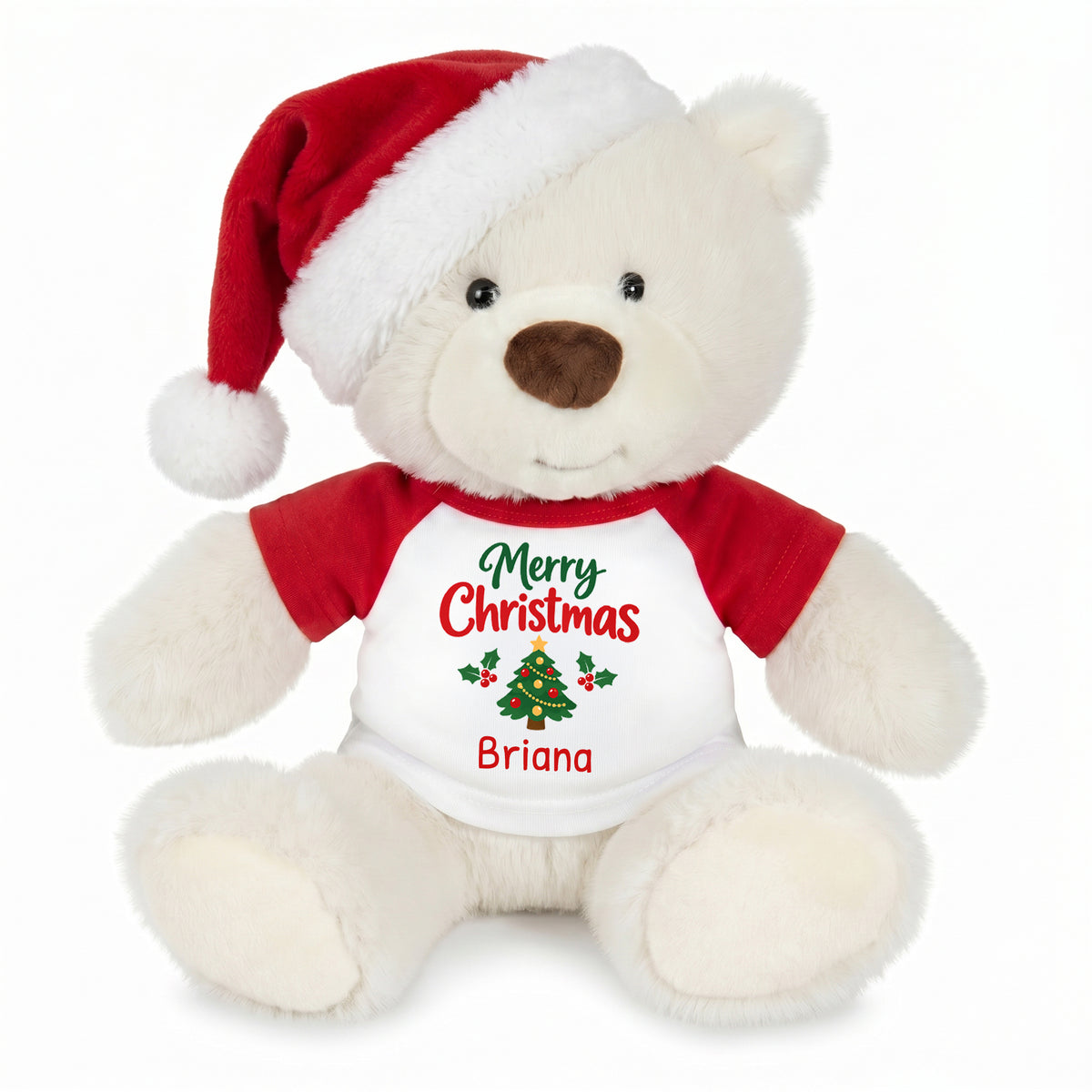 Personalized Christmas Teddy Bear - 10 Inch White Nuzzles Bear