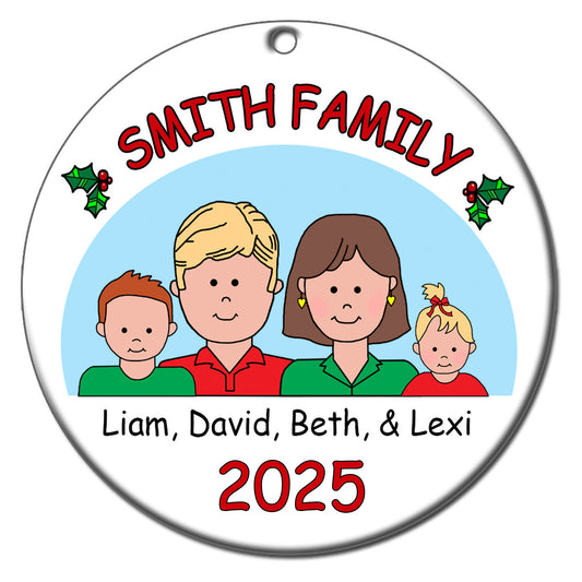 Cartoon Family Christmas Ornament - up to 4 people