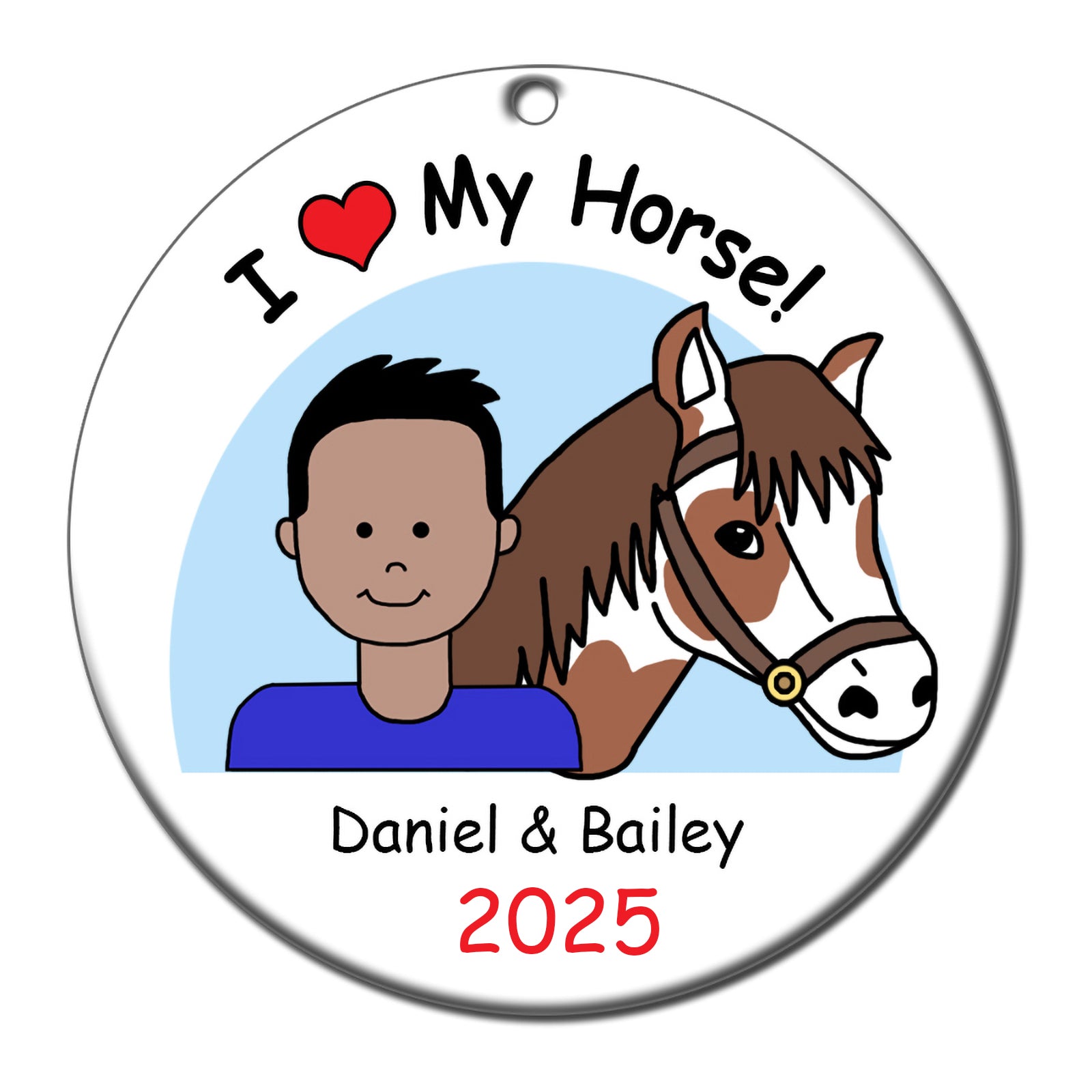 Horse Kid Personalized Christmas Ornament - Boy