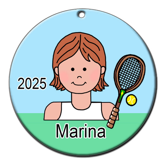 Tennis Kid Personalized Christmas Ornament - Girl