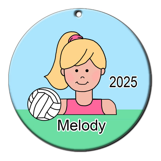 Volleyball Kid Personalized Christmas Ornament - Girl