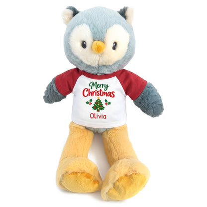 Personalized Christmas Stuffed Owl - 12 Inch Plush Ollie Owl