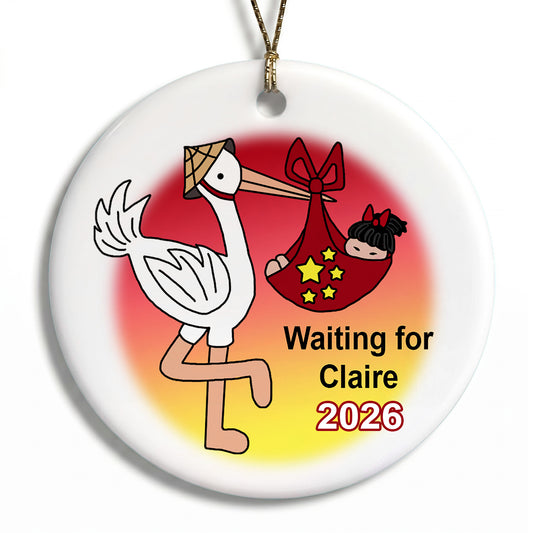 Adoption Stork Personalized Christmas Ornament - Girl - 33 countries!