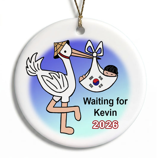 Adoption Stork Personalized Christmas Ornament - Boy - 33 Countries!