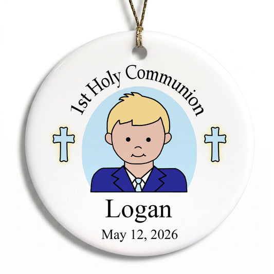 First Communion Personalized Christmas Ornament - Boy