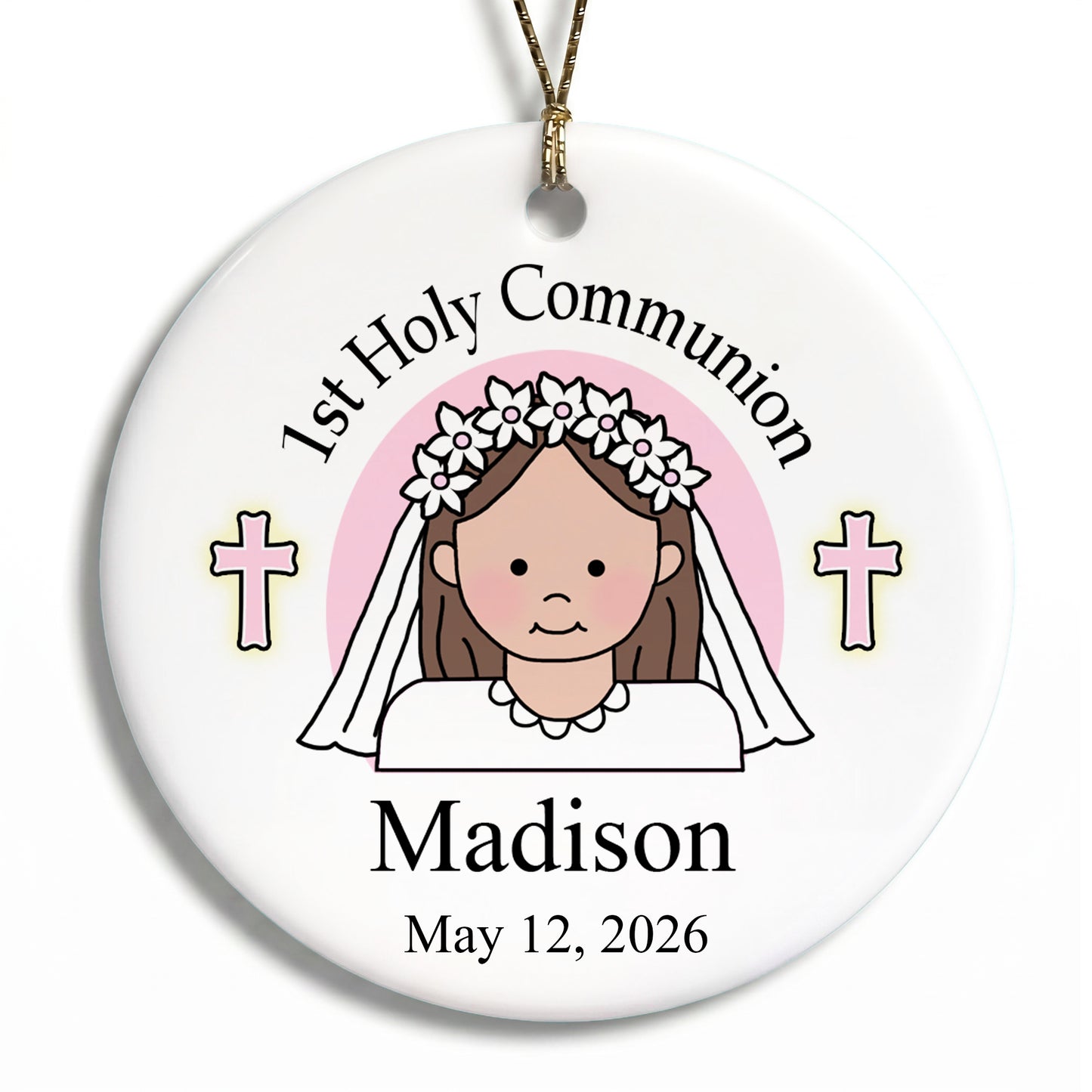 First Communion Personalized Christmas Ornament - Girl