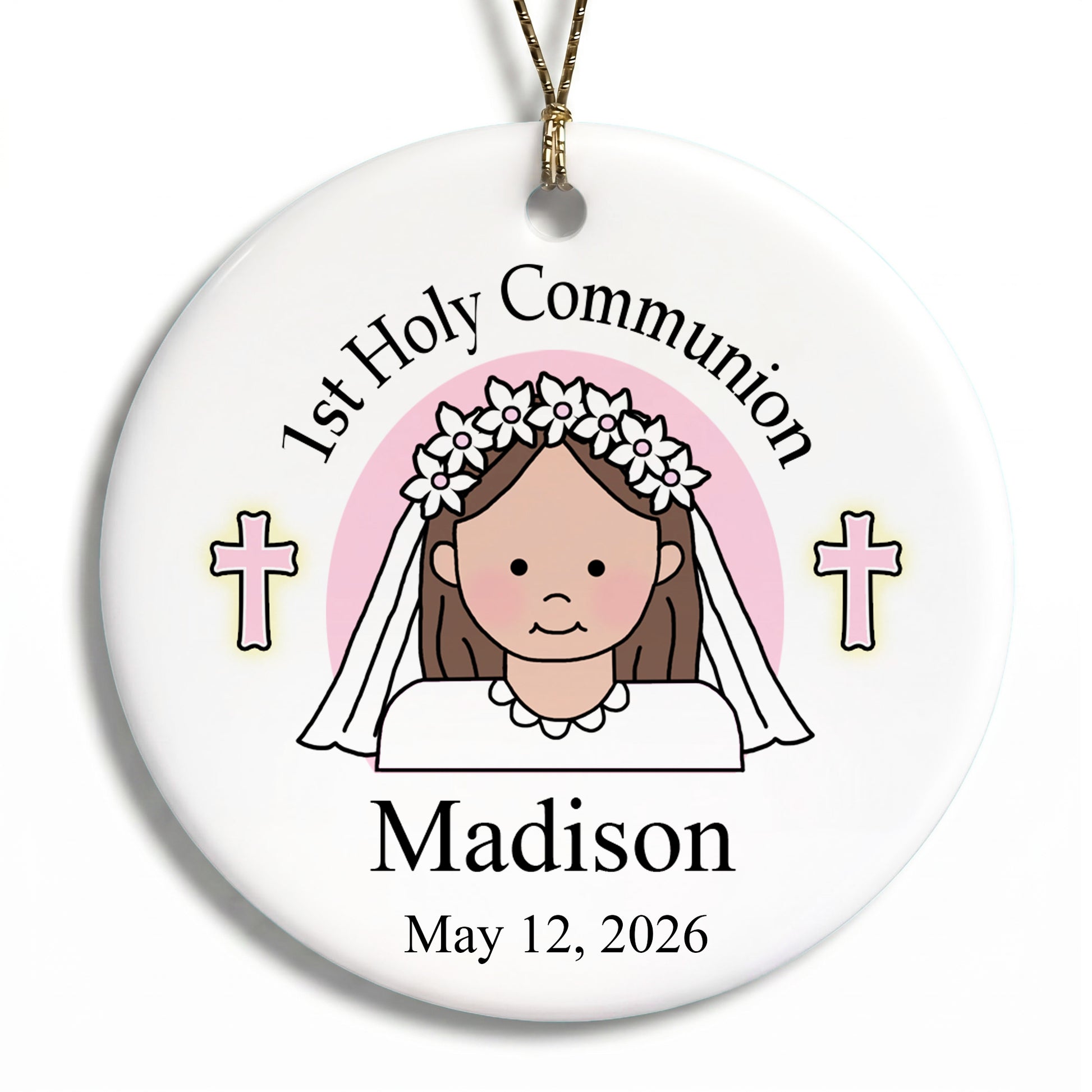 First Communion Personalized Christmas Ornament - Girl