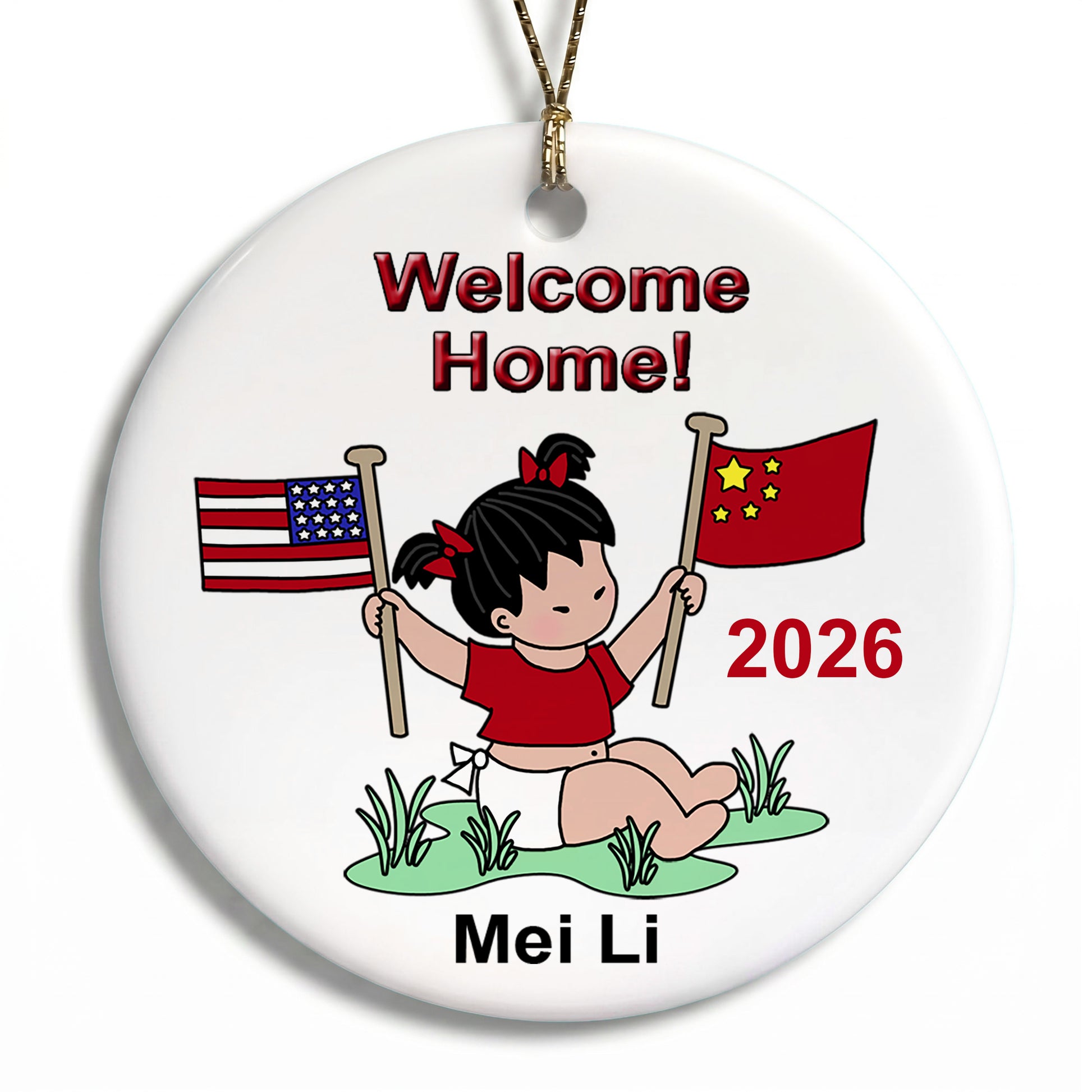 Flag Baby Girl Adoption Ornament (20 countries available)