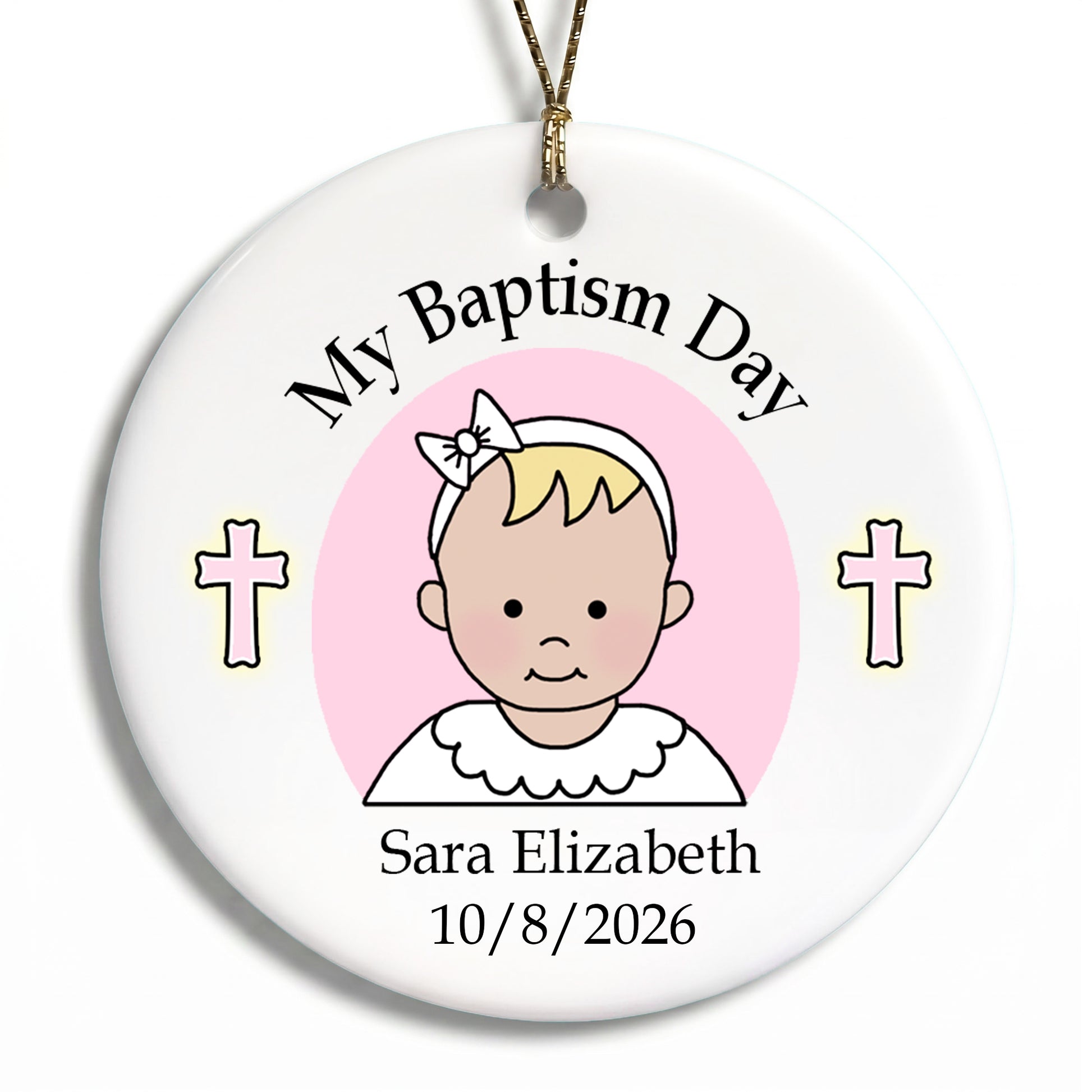 Baptism or Christening Personalized Christmas Ornament - Baby Girl