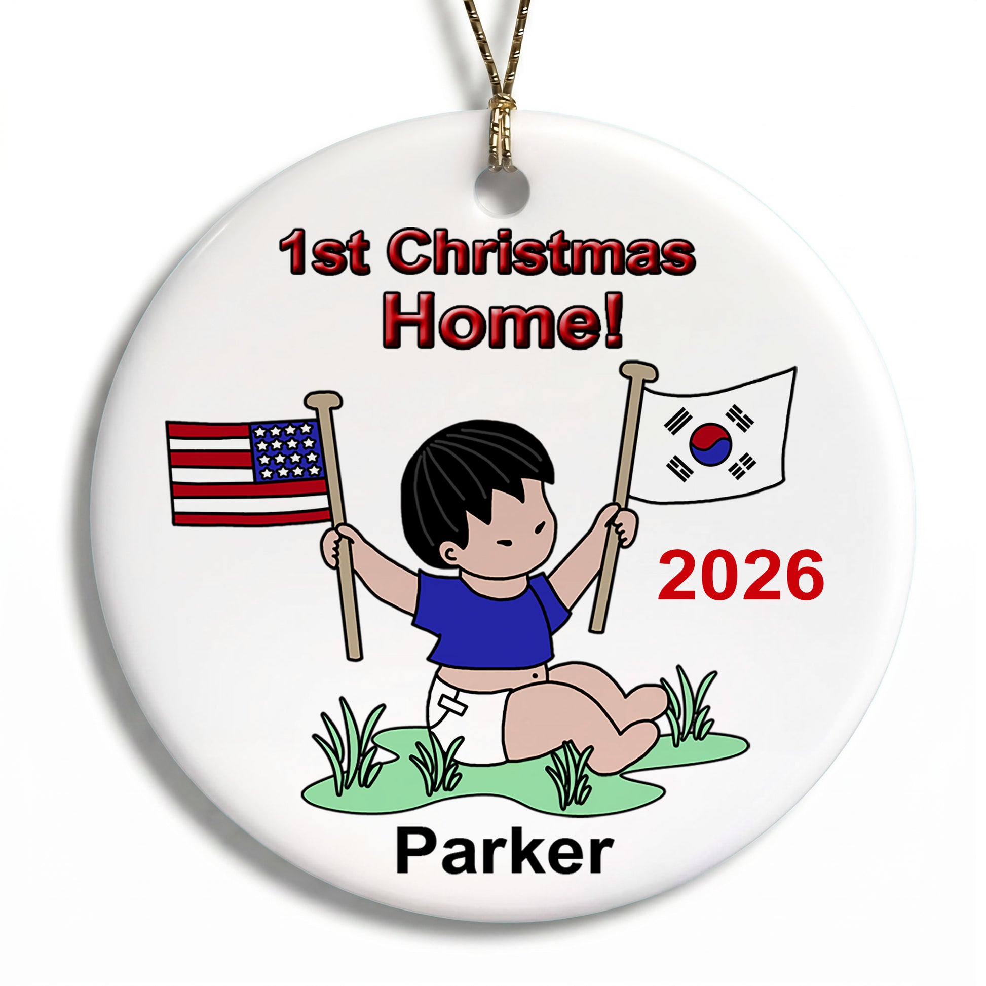 Flag Baby Boy Adoption Ornament (20 countries available)
