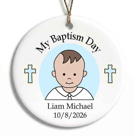 Baptism or Christening Personalized Christmas Ornament - Baby Boy