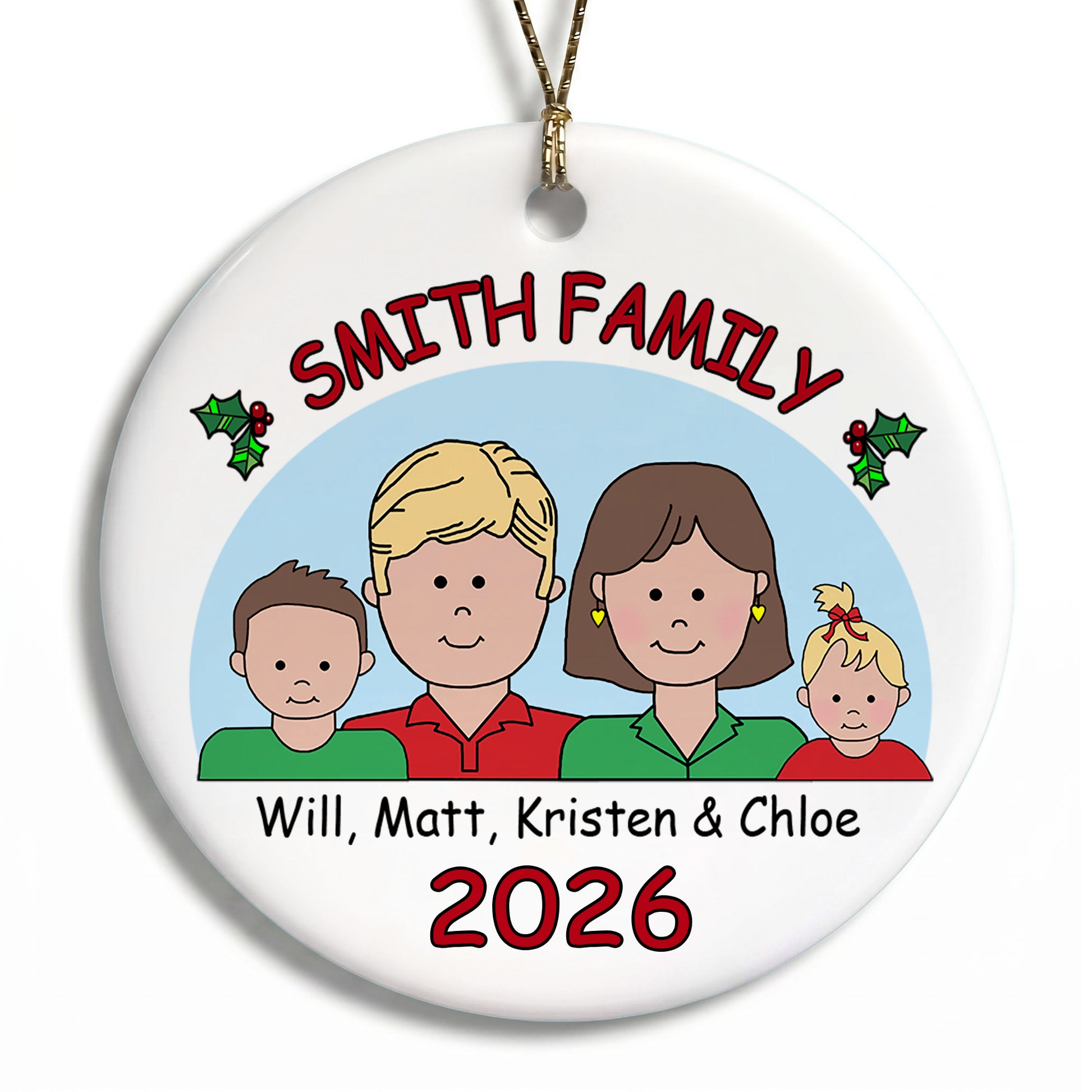 Cartoon Family Personalized Christmas Ornament - up to 4 people