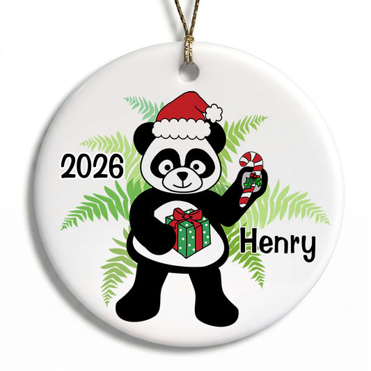 Santa Panda Personalized Christmas Ornament
