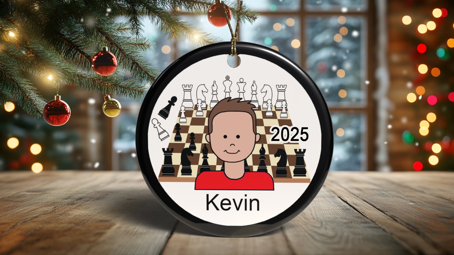 Chess Boy Personalized Christmas Ornament