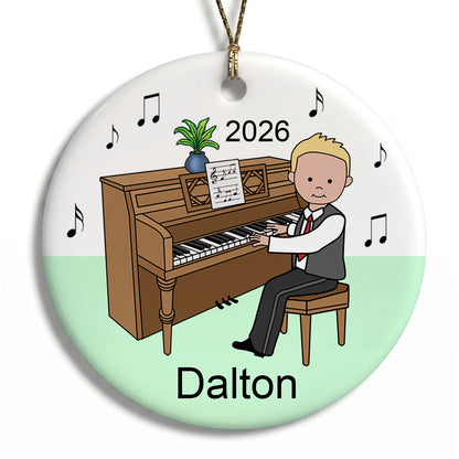 Piano Recital Boy Personalized Christmas Ornament - Blonde Hair