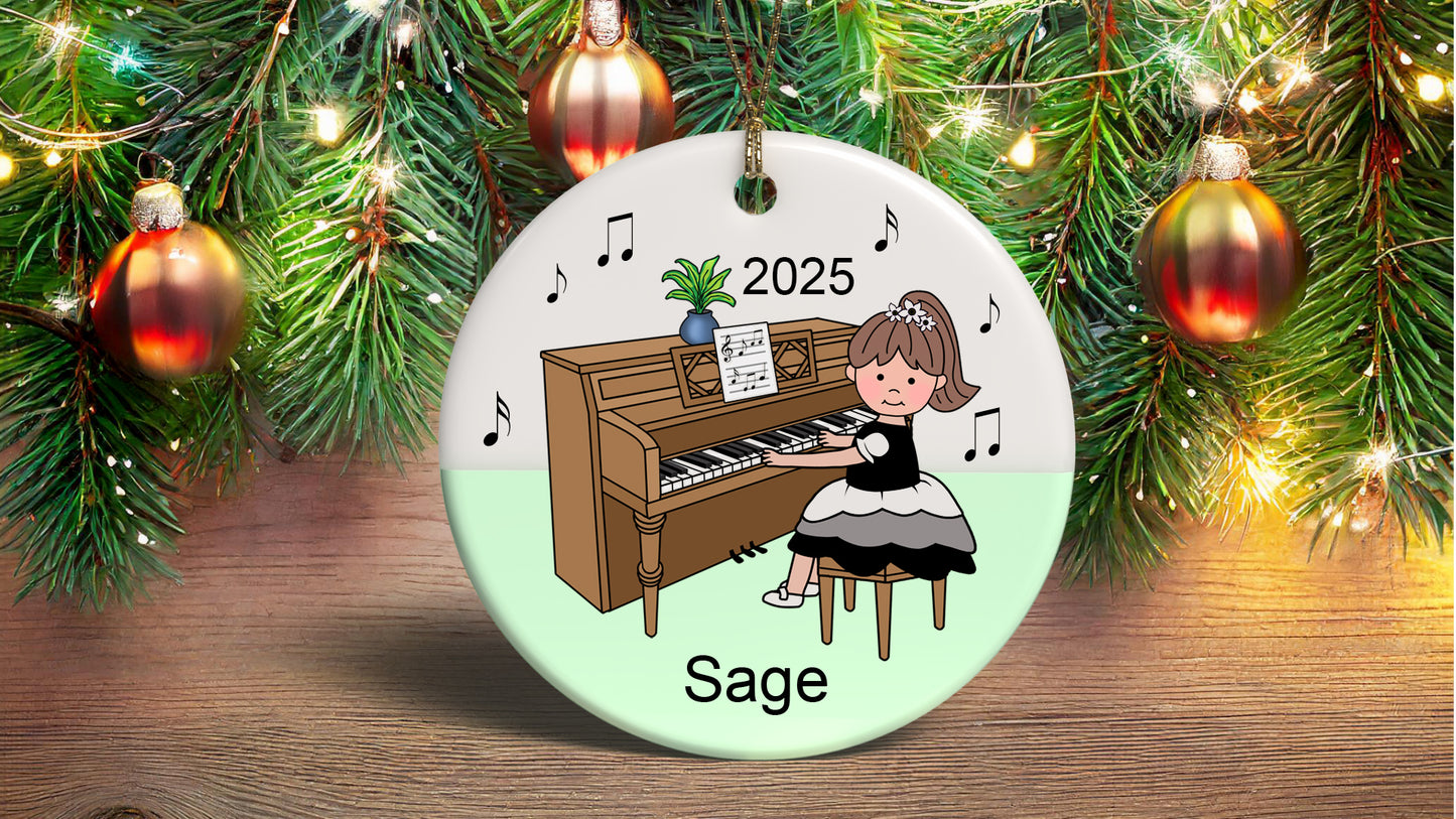 Piano Recital Girl Personalized Christmas Ornament