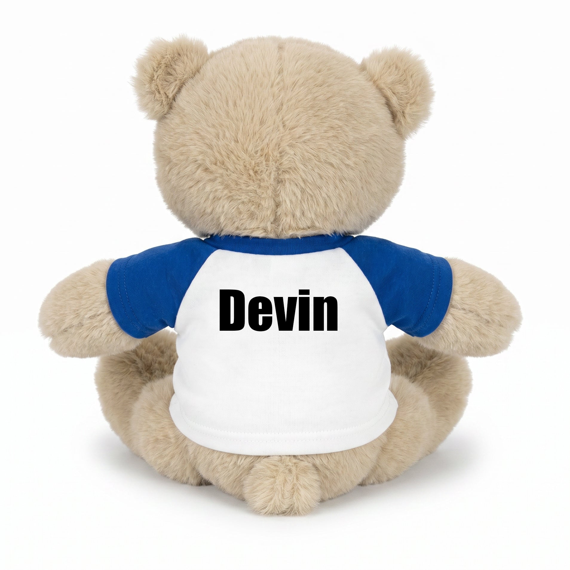 Back of Personalized Pickleball Teddy Bear - 10" Tan Nuzzles Bear, Paddle Design