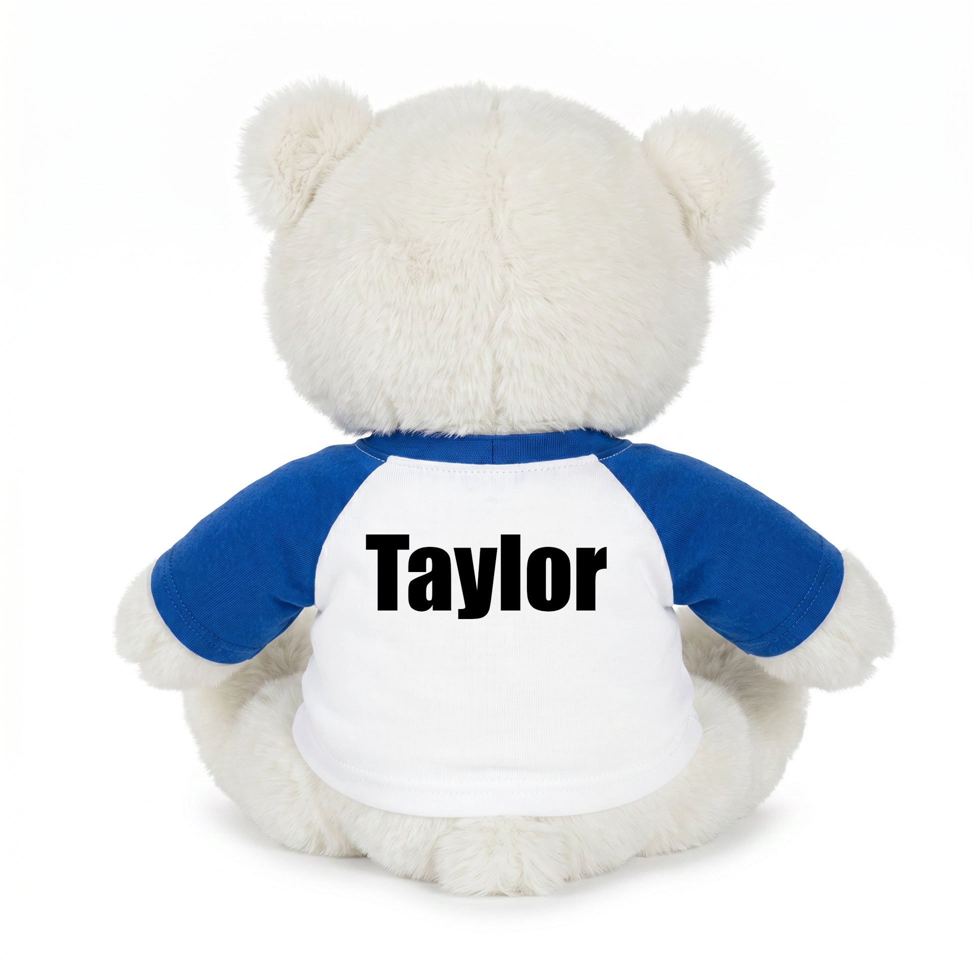 Back of Personalized Pickleball Teddy Bear - 10" Creamy White Nuzzles Bear, Paddle Design