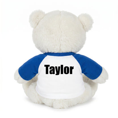 Back of Personalized Pickleball Teddy Bear - 10" Creamy White Nuzzles Bear, Paddle Design